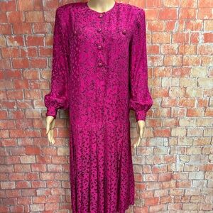 Julie Francis Vintage‎ 80’s Silk Dropwaist Long Sleeve Dress